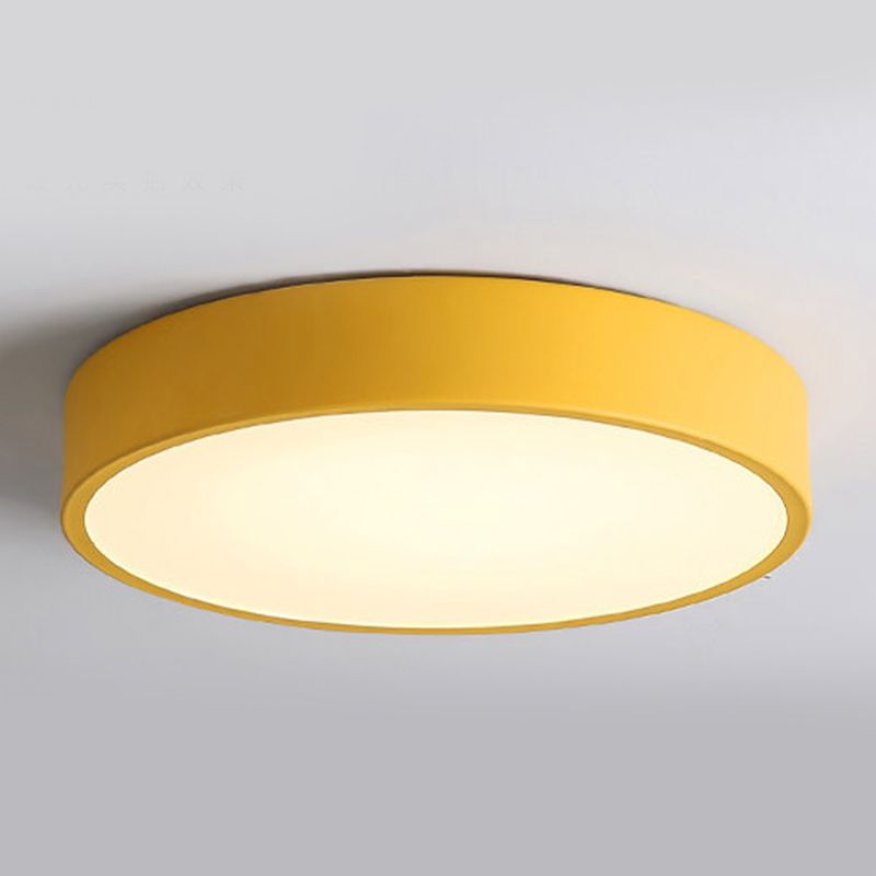 Drum Flush Mount Fixture Simplicity Metal 1 Light Flush Light