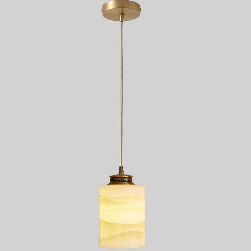 Marble Hanging Lamp, Nordic Cylinder Shade Pendant Lighting for Living Room