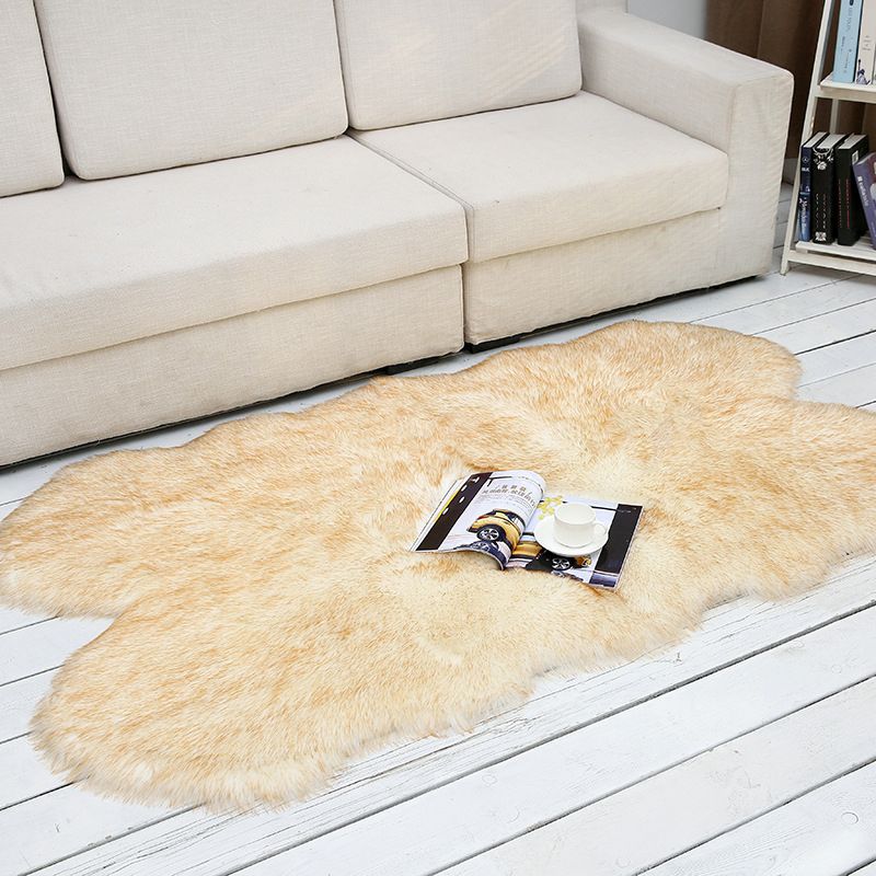 Shaggy Plain Rug Multi-Color Scandinavian Carpet Faux Fur Machine Washable Non-Slip Backing Pet Friendly Rug for Home