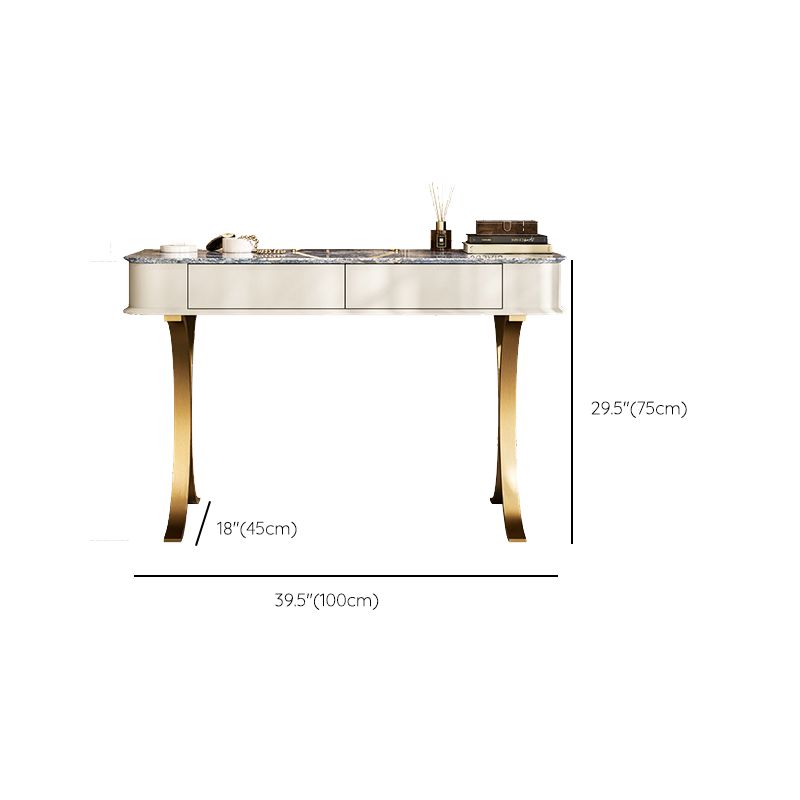 Bedroom Make-up Vanity Luxurious Stone Top Dresser with Padded Stool