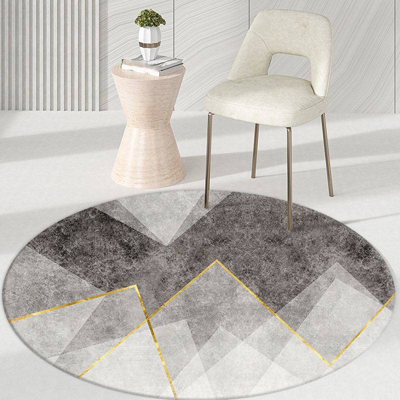Light Gray Casual Area Rug Polyester Graphic Rug Non-Slip Backing Rug for Living Room