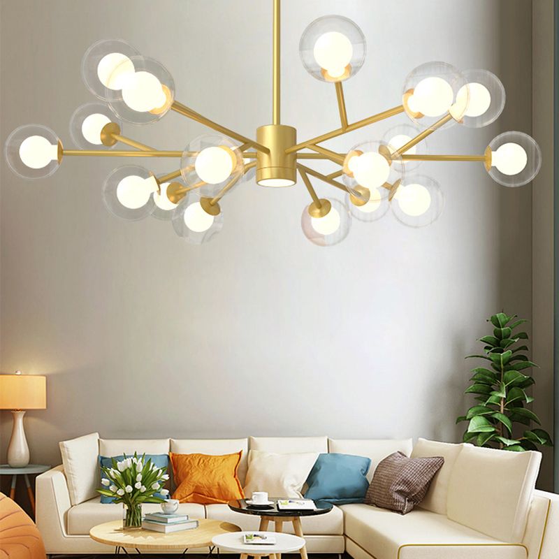 Spherical Shape Chandelier Light Modern Style Glass 1 Light Hanging Lamp for Dining Room