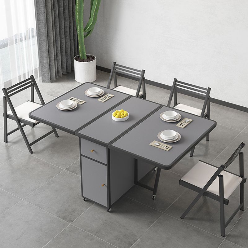 Rectangle Dining Table Set 1/4/5/7 Pcs Folding Table and Chairs with Metal Frame