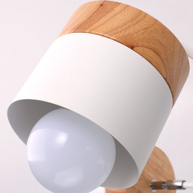 Plafonnier cylindrique en métal de style nordique, lustre semi-encastré à 3 têtes avec capuchon en bois blanc pour salon