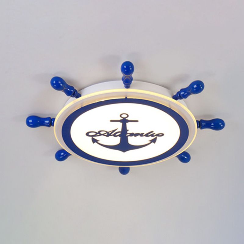 Creative Ceiling Light Children's Room Boys and Girls Bedroom Cartoon Pirate Ship Rudder Mediterranean Style Eye Protection LED Lamps