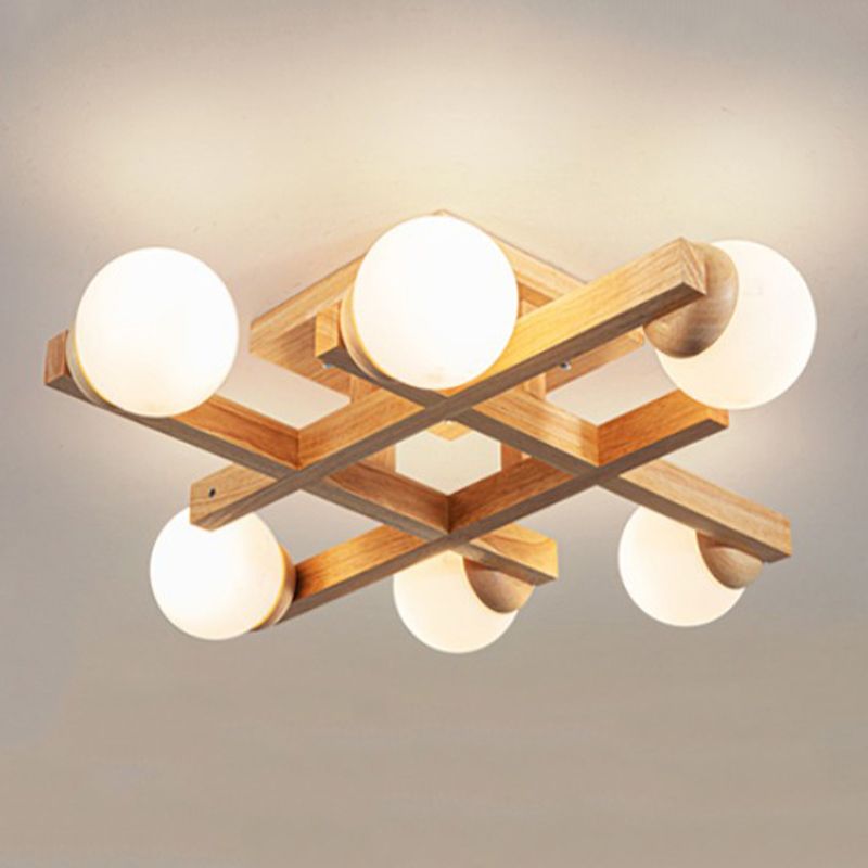 Flush Mount Ceiling Light Modern Wood Fixture Flush Mount Lamp for Living Room