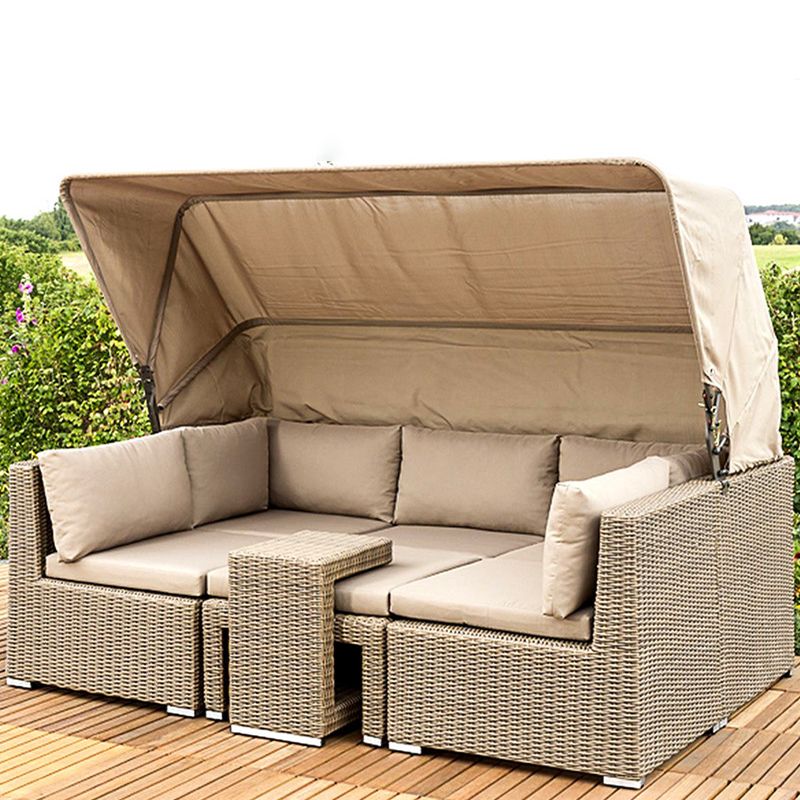 Tropical Style Outdoor Sofa Metal Set Sofa& Side Table& Canopy Seating