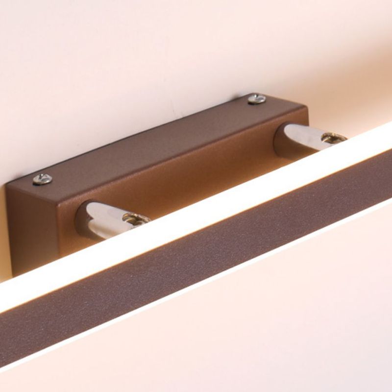 Metal Linear Shape Wall Light Modern 1 Light Mirror Wall Mount Light Fixture in Brown