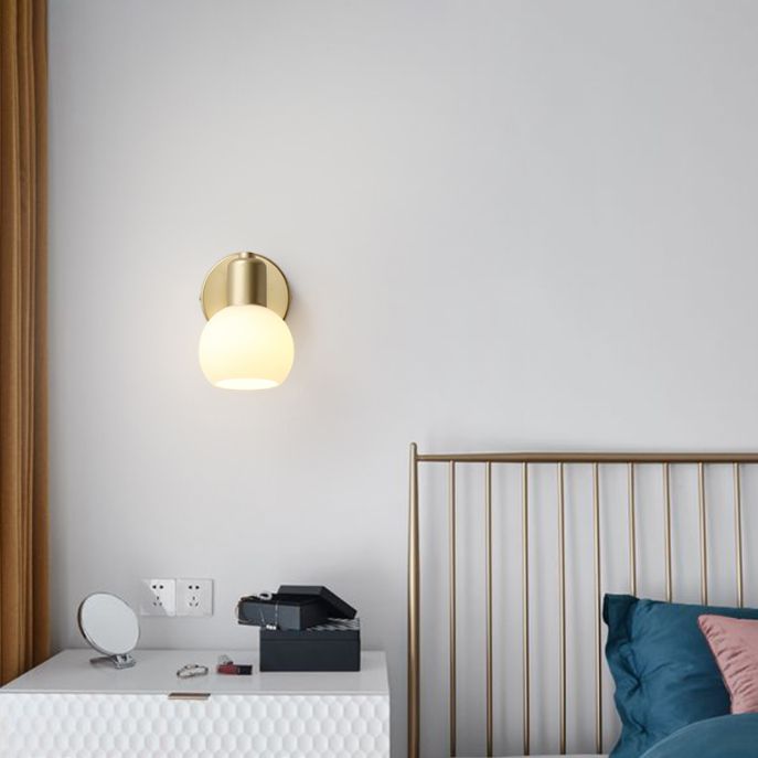 Minimalist Style Wall Mounted Light Fixture White Ball Wall Sconce Light with Glass Shade