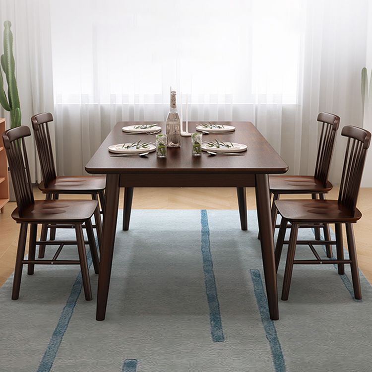 Minimalist Standard Solid Wood Dining Set Rectangle Shape for Kitchen Dining Set in Khaki