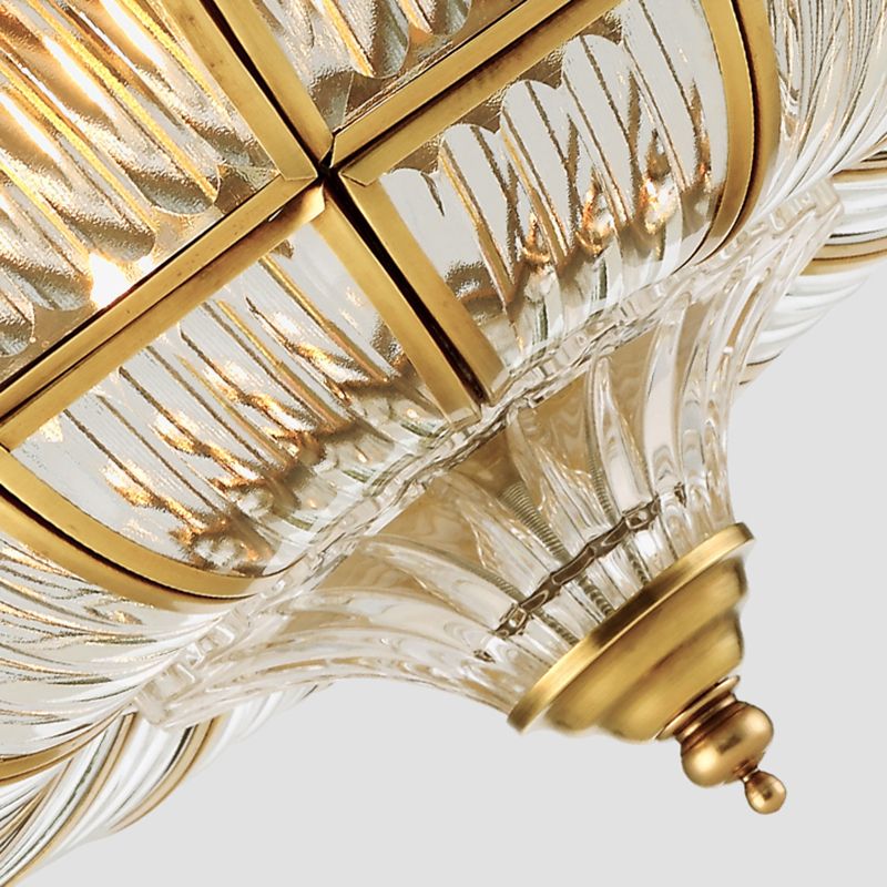 3/6 Lights Ceiling Mount Antique Curved Frosted Glass Semi Flush Lighting in Brass for Bedroom, 16"/19.5" Wide