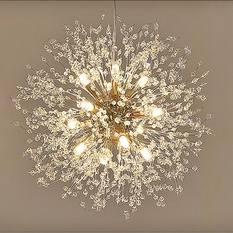 Modern Chandelier Light Fixtures Dandelion Suspension Pendant Lamps with Crystal Beads