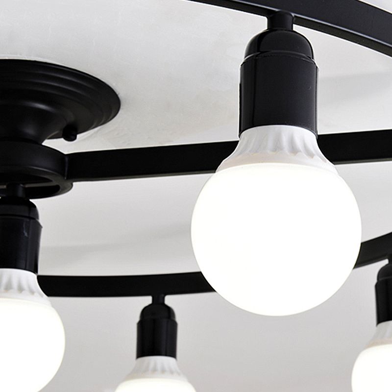 Lampadina nera a sfioramento semifulto metallo classico in metallo 7/9 luci soggiorno lampada a soffitto