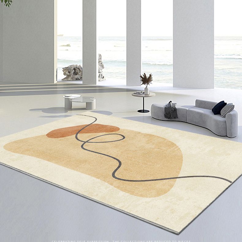 Orange Casual Rug Polyester Abstract Area Rug Non-Split Carpet for Living Room