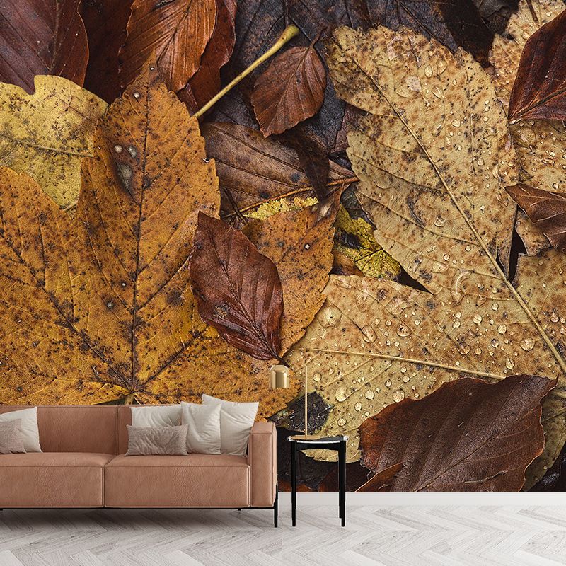 Autumn Leaves Waterproofing Wall Mural Customized Size Wall Art for Sitting Room