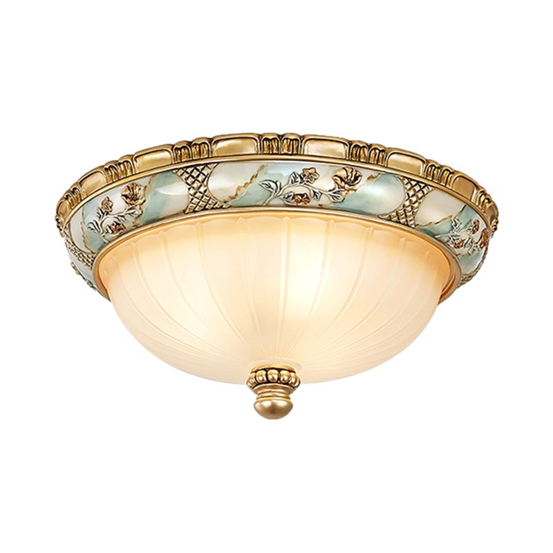 Lámpara de techo empotrada de vidrio ámbar tradicional de 15"/19" de montaje empotrado con pantalla de cúpula tradicional en dorado para pasillo