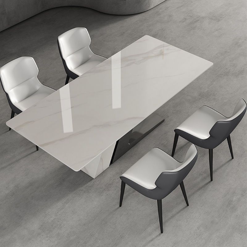 Modern White Stone Top Dinette Table Set 1/4/5/7 Pieces Dining Set with Padded Chairs