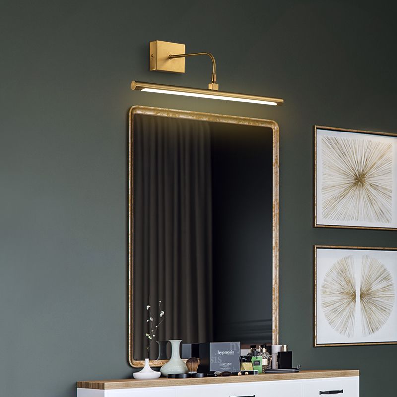 Sconce da parete tubolare in acrilico, lampada da specchio minimalista a LED per bagno con snodo girevole in ottone
