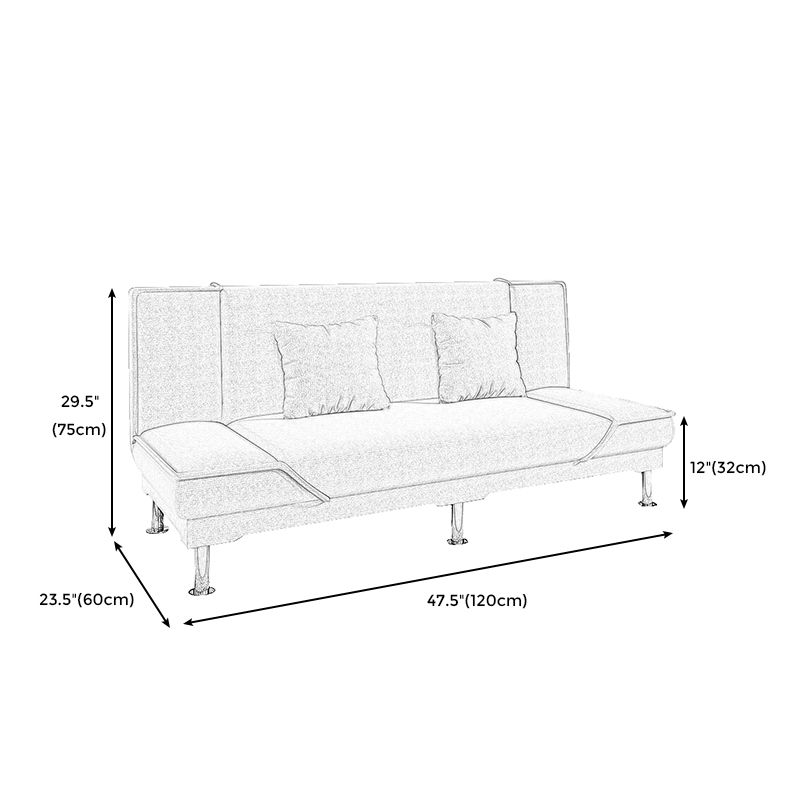 Armless Settee with Cotton Blend 19.68" W Convertible Sleeper Sofa for Living Room