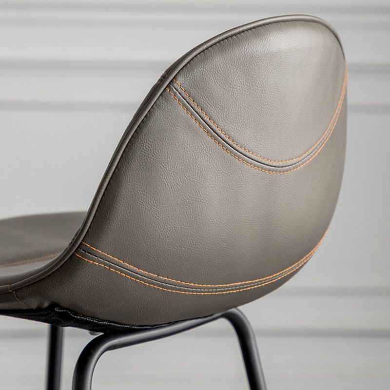 Modern Backrest Armless Counter Stool Iron Bistro Bar Stool with Leather Cushion