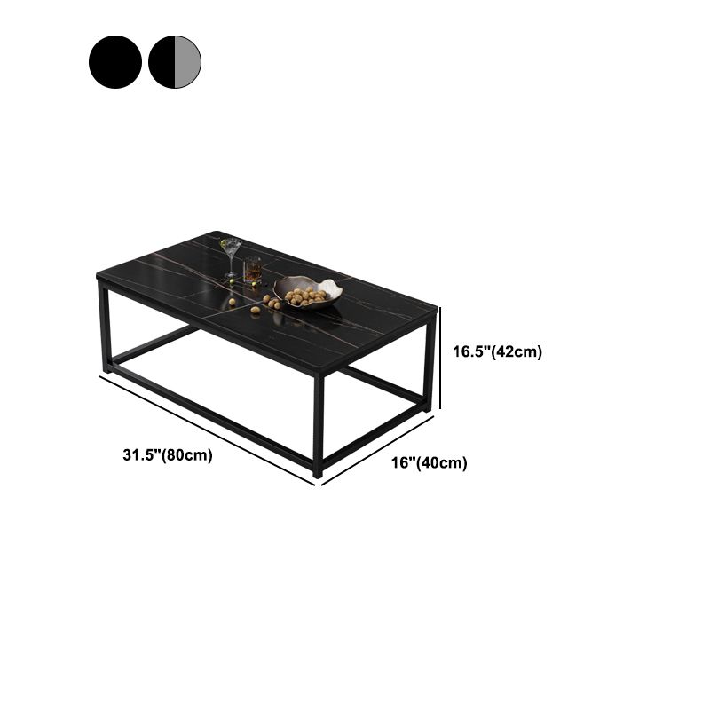 16.5"H Modern Rectangular Wooden Coffee Table Steel Frame Accent Table