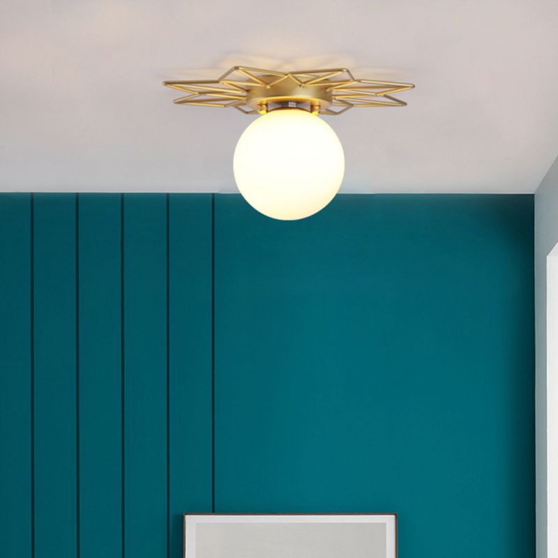 Plafonnier encastré sphérique doré, luminaire de plafond en verre de Style nordique