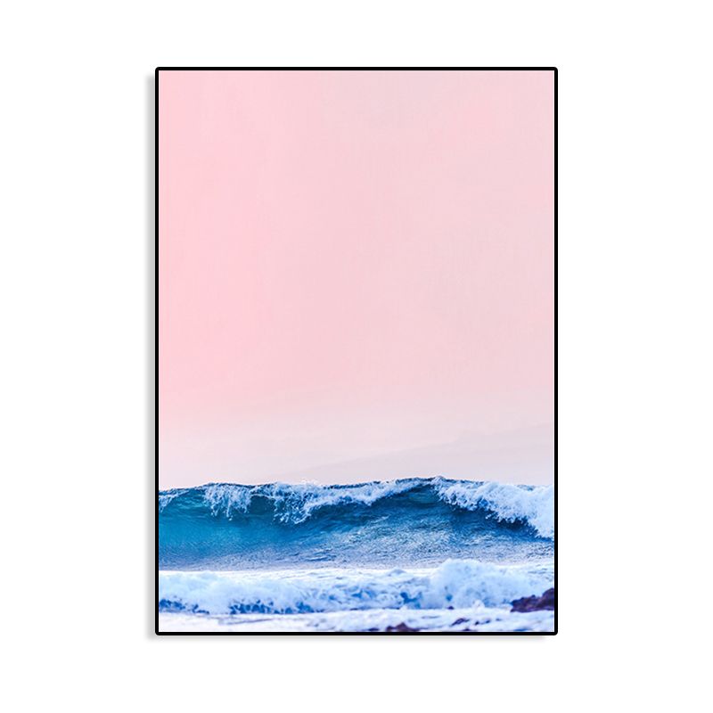 Pittura strutturata in colori pastello su tela con cielo e mare tropicali per sala giochi, dimensioni multiple