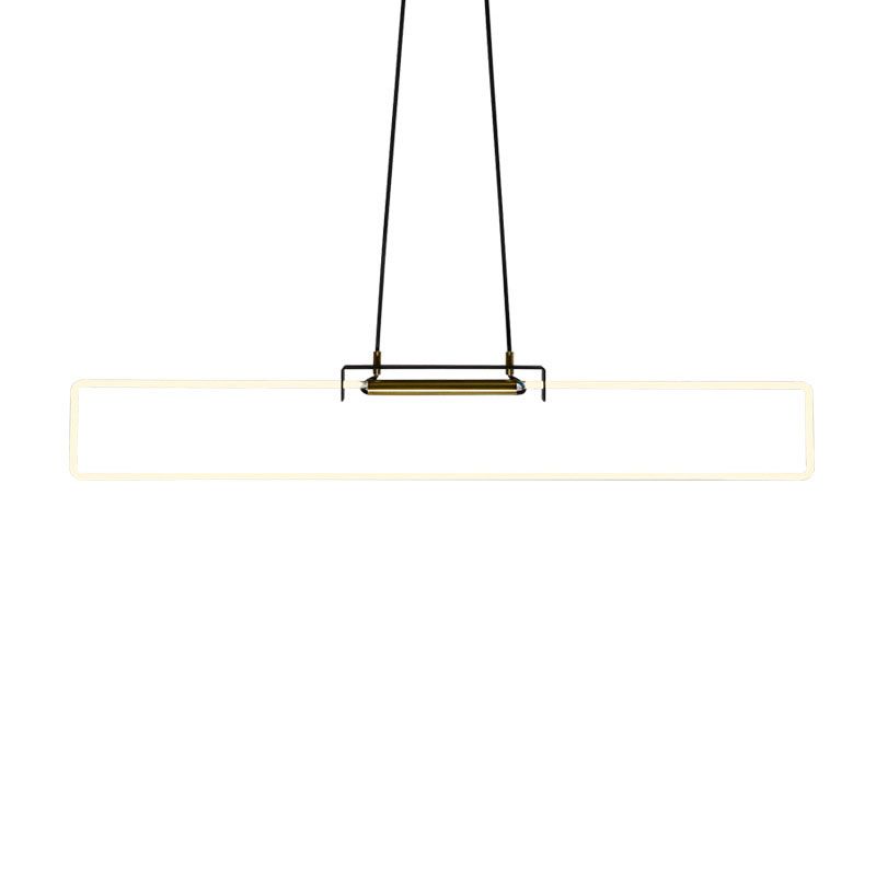 Black Linear Hanging Lamp in Modern Simplicity Acrylic LED Pendant Light for Dining Room