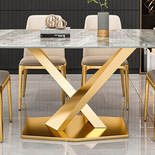 Glam Rectangle Stone Table Set 1/4/5/7 Pieces Dining Set for Kitchen