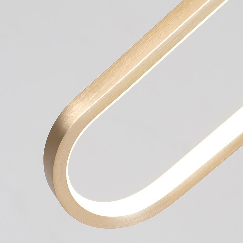 Gold längliches LED -Anhänger Licht im modernen prägnanten Stil Aluminium hängen Licht mit Silikonschatten