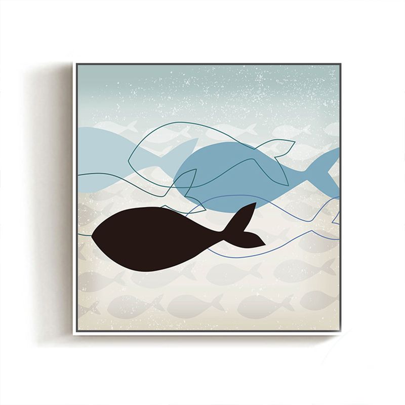 Great Whale Wall Decor Textured Children's Art for Kids Bedroom Painting, Multiple Sizes
