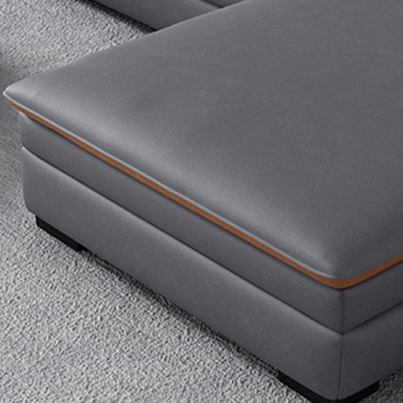 Faux Leather Pillow Top Arm Sectional with Adjustable Pillowed Back Cushions