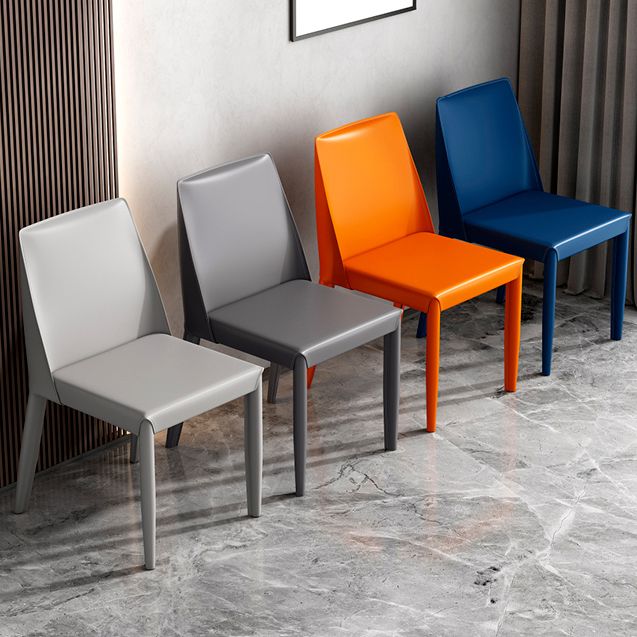 Contemporary Leather Dining Chair Parsons Chair in Matte Finish for Kitchen