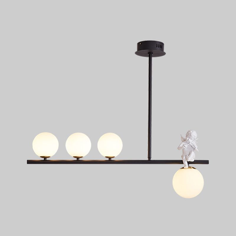 Nordic Island Light Fixture Global Angel Pendant Lighting with Opaline Glass Shade