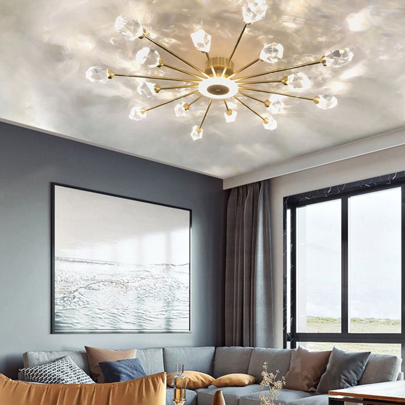 Contemporary Tapered Flush Light Fixture Crystal Flush Mount Ceiling Fixture in Gold