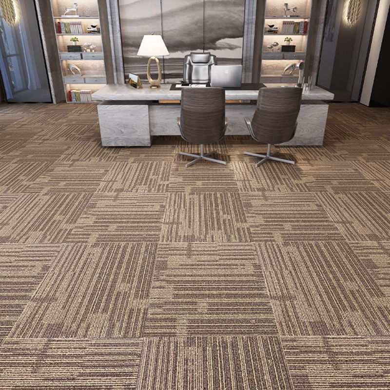 Carpet Tile Non-Skid Fade Resistant Striped Loose Lay Carpet Tiles Living Room