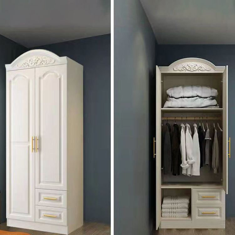 French Country Wardrobe Armoire Engineered Wood Wardrobe with Solid Wood Clothing Rod