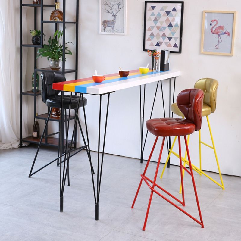 1/4 Pieces Wood Top Bar Table with Upholstered Stools Industrial Rectangle Pub Set