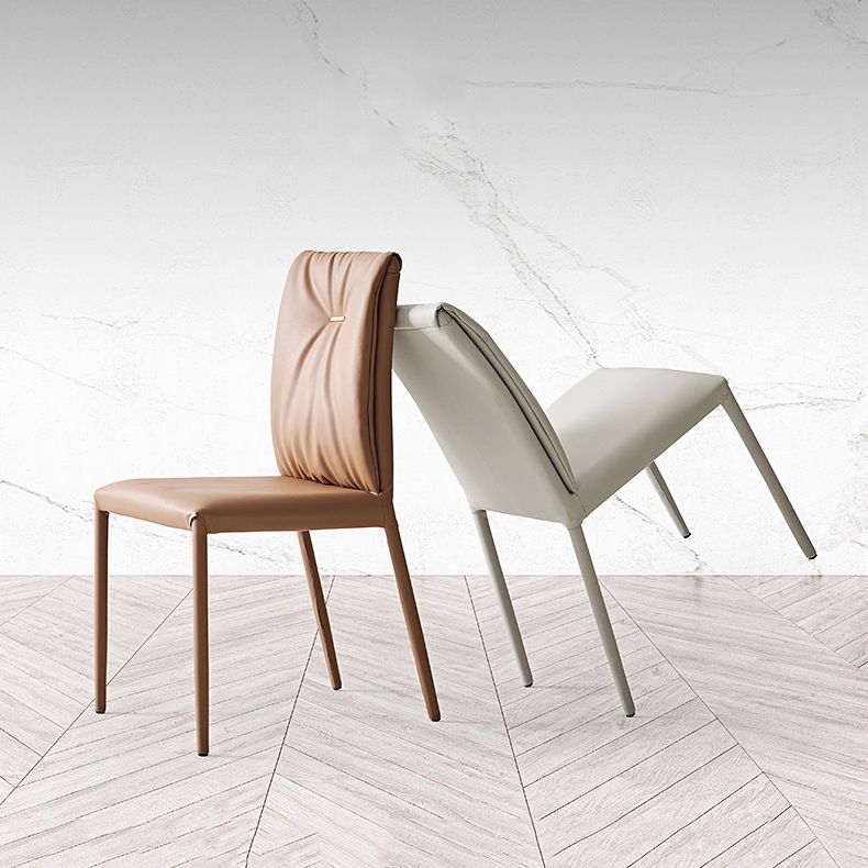 Glam Faux Leather Side Chair Upholstered Armless Dining Chairs