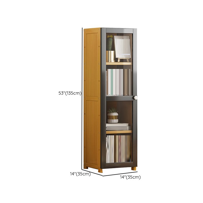 Contemporary Shelf Bookcase Bamboo Bookshelf with Doors for Living Room