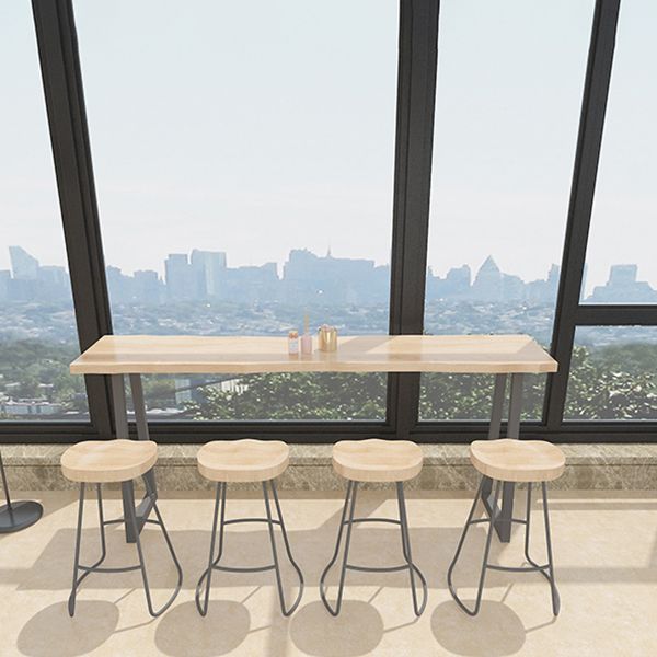 Rectangle Solid Wood Bar Table Set Modern 1/5 Pieces Counter Table with Backless Stools