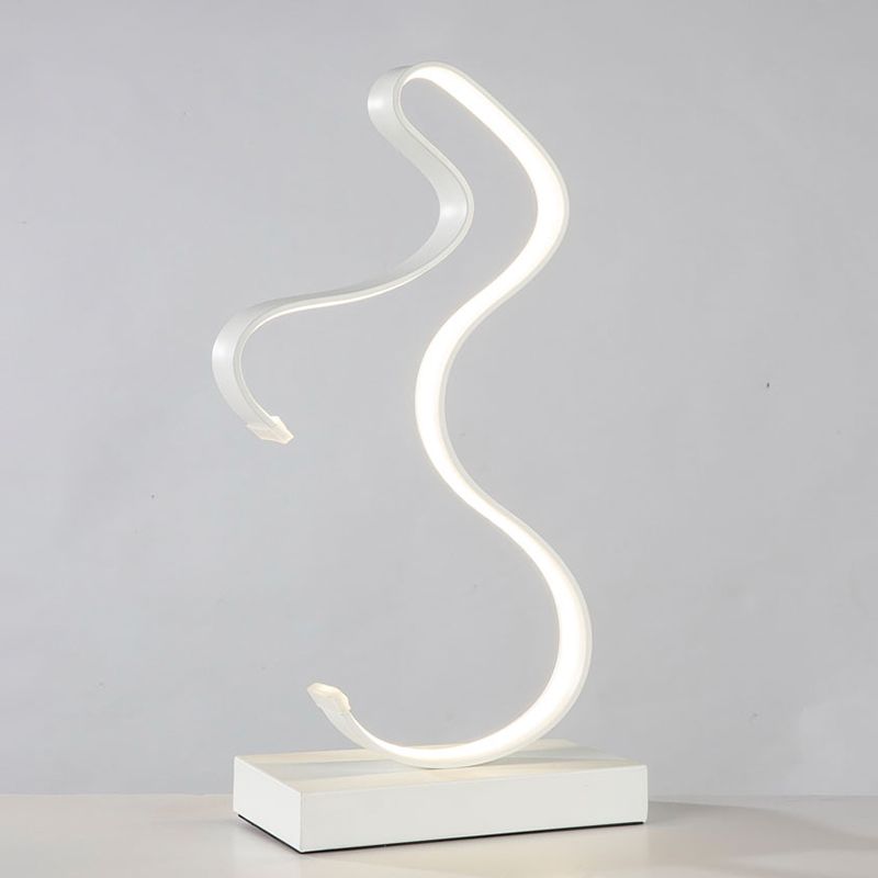 Curvy Acrylic Task Lighting Minimalism LED White Small Desk Lamp in White/Warm Light for Bedroom