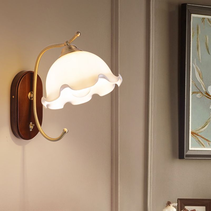 Dome Shape Wood Wall Sconces Modern 1 Light Wall Mount Light Fixture