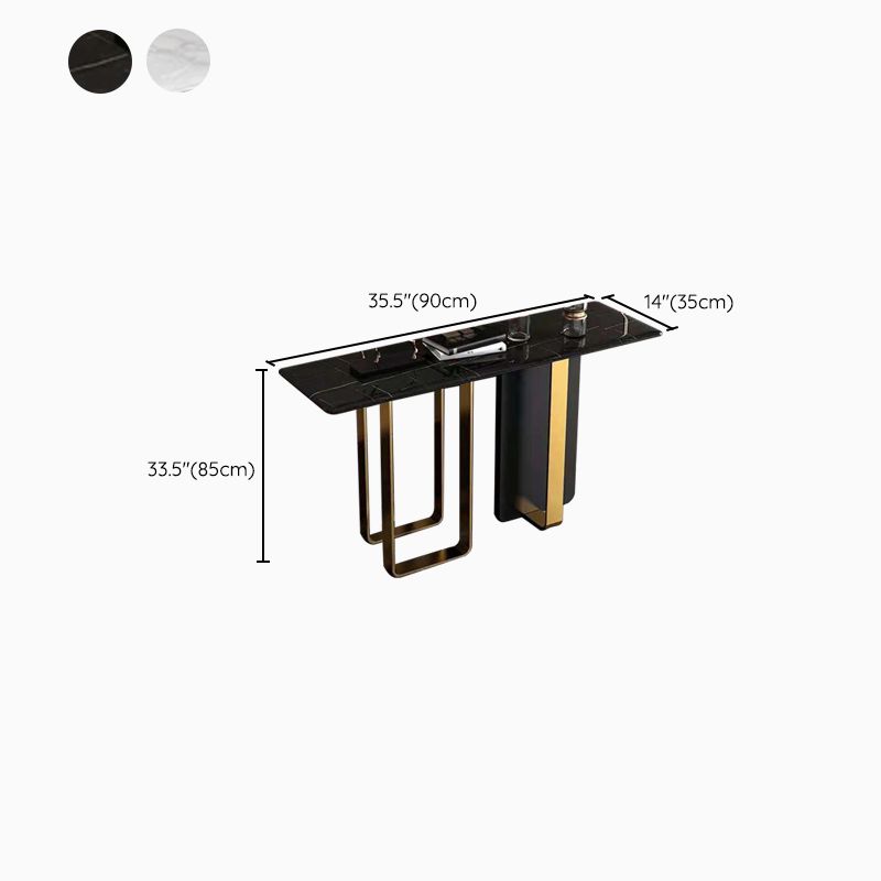 Rectangle Contemporary Console Accent Table Antique Finish Console Sofa Table in Marble