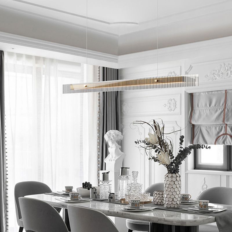 Aluminum Kitchen Island Fixture LED Bar Ceiling Pendant with Glass Shade