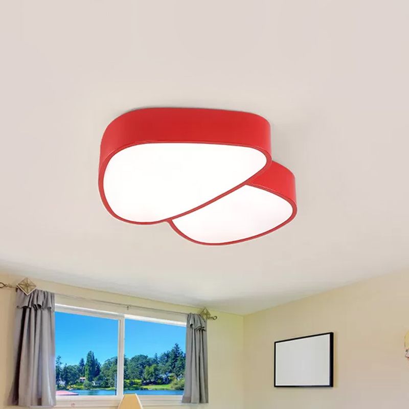Mushroom LED Close to Ceiling Lamp Kids Acrylic Red/Yellow/Blue Flush Mount Light Fixture for Sleeping Room