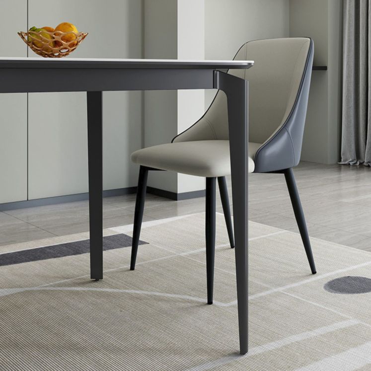 Modern Rectangular Stone Dining Table with 4 Foot for Dining Hall