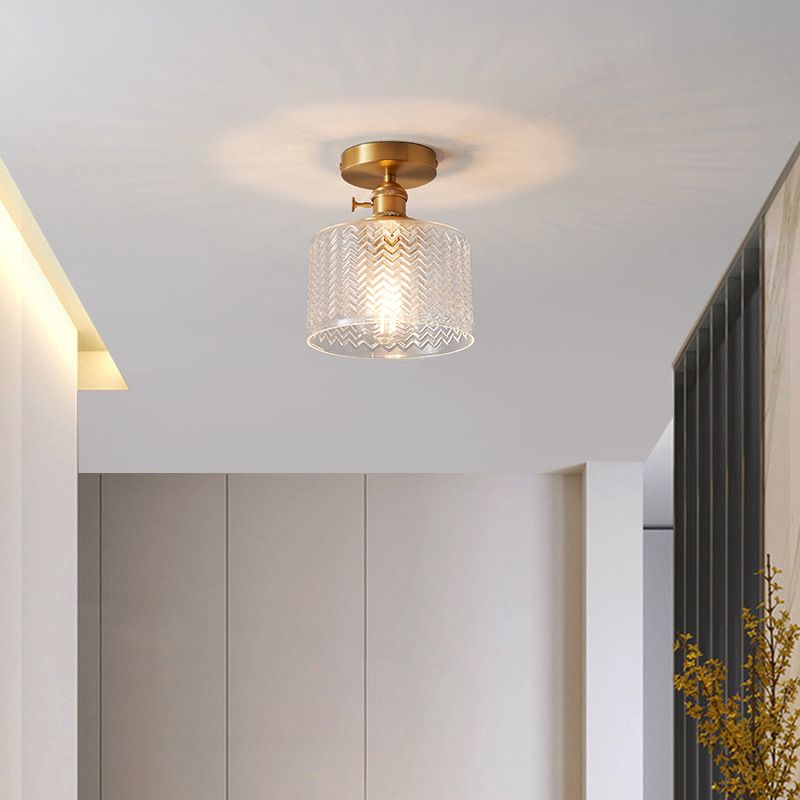 Modern Semi Flush Ceiling Light Fixture Nordic Style Glass Ceiling Flush Mount Lamp