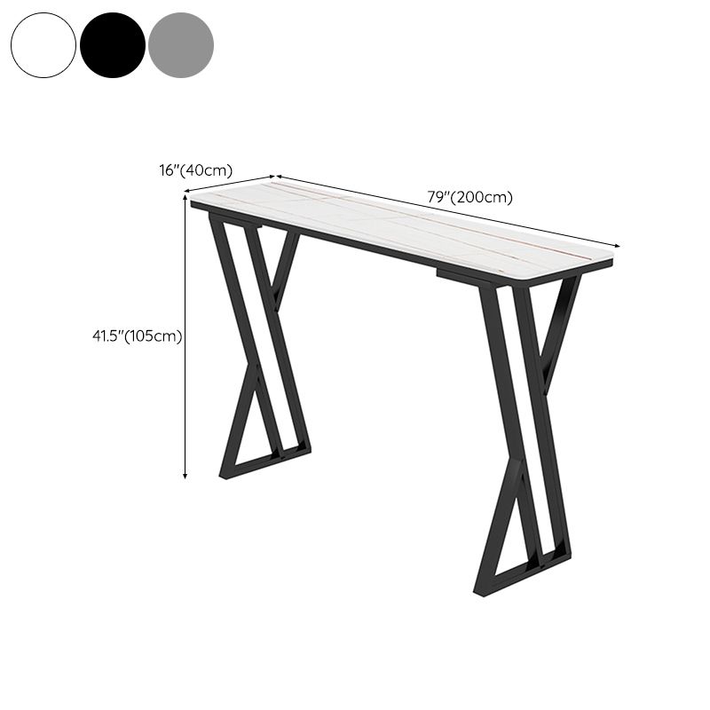 Modern Style Bistro Bar Table Rectangle Stone Top Bar Table for Dining Room