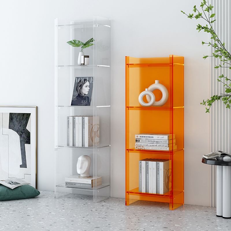Acrylic Closed Back Standard Bookshelf Glam Vertical Bookshelf